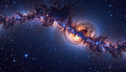 Fototapeta premium A breathtaking panoramic view of the Milky Way galaxy, showcasing vibrant stars and cosmic dust clouds across the vast universe, nebula, cosmic, universe