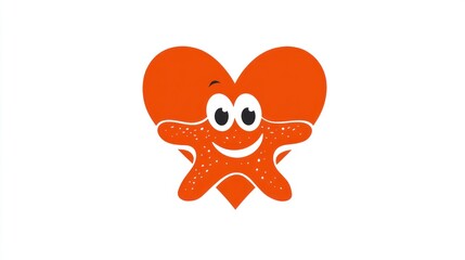 Cartoon heart and starfish character illustration on white background
