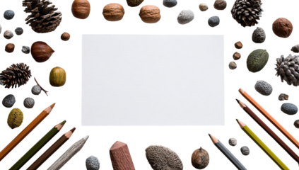 Blank paper surrounded by natural objects