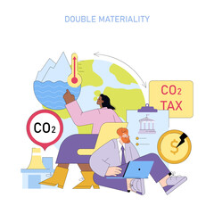 Double Materiality and Climate Change Vector Illustration