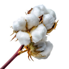 Closeup of Cotton Plant Boll Textile Fiber Natural Resource Soft White Agriculture isolated on transparent background