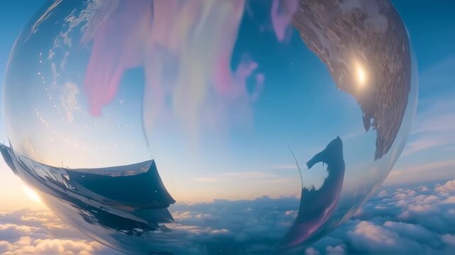 Surreal Sky Dome: A Captivating Journey Through Clouds and Light Reflections 3D Render