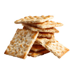 Crispy Saltine Crackers A CloseUp View of Delicious Buttery Snacks isolated on transparent background