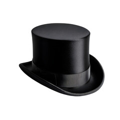Classic Black Top Hat Elegant Headwear Photography isolated on transparent background