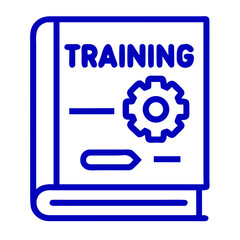 Vector icon of a training manual with gear and pencil design