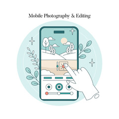 Mobile Photography Editing Vector Illustration