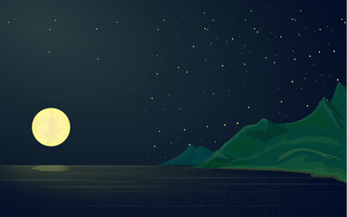 Fototapeta premium magnificent view of the sea and the moon