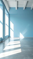 Obraz premium Sunlight streams into a light blue room