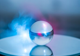 Colorful Sphere on Reflective Surface.