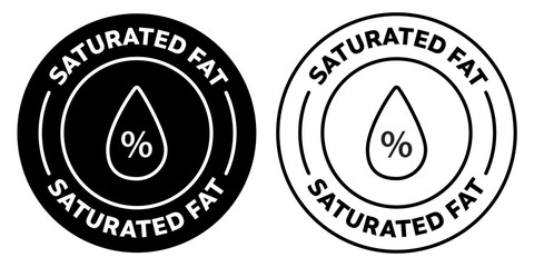 saturated fat icon. no saturated fats with oil drop label. black liner vector illustration.