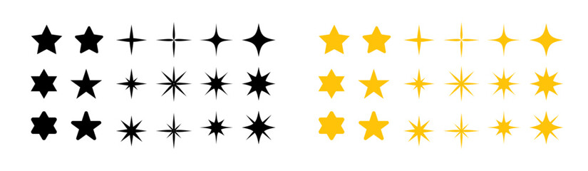 Obraz premium Star icon set. Stars collection in flat style. Black set of Stars for apps and websites - Stock vector