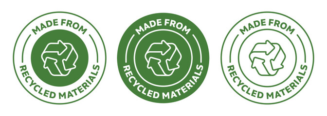 Made From Recycled materials icon set. green rounded vector icon collection.