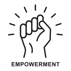 Empowerment icon. woman empower Icon. Fist empowerment vector. women strength line vector.