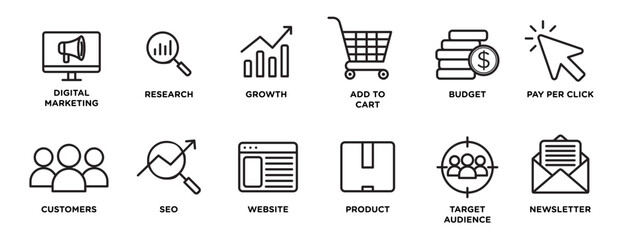 Digital marketing icon vector set. EPS10