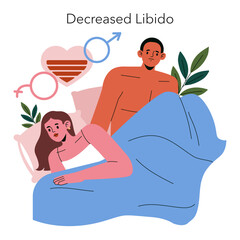 Decreased Libido Concept Vector Illustration in Bed
