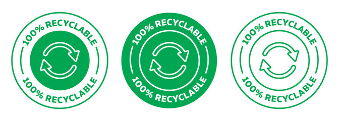 Made From Recycled materials icon set. green rounded vector icon collection.