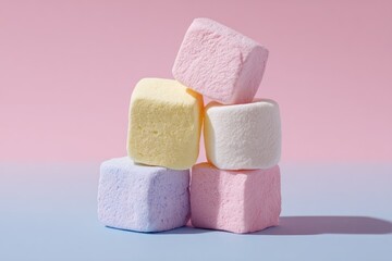 Stacked pastel-colored marshmallows