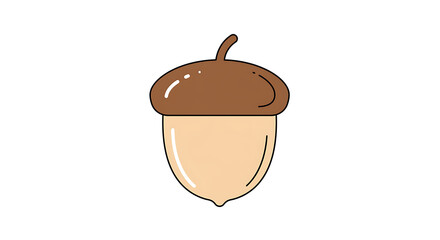 A simple brown acorn with a light beige body and a brown cap sits centered against a stark white background, evoking a sense of natural simplicity and autumnal charm