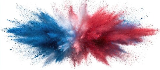 Vibrant explosion of blue and red powder
