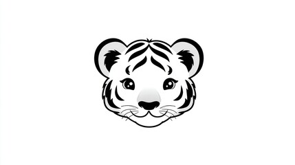 Cute tiger cub head illustration