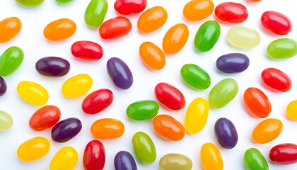 Colorful jelly beans on white background