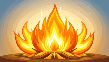 Cartoon campfire flames against a soft gradient background