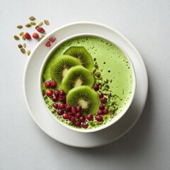 Green smoothie bowl with kiwi and berries