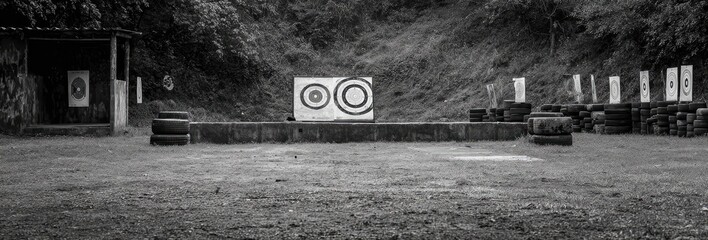 Outdoor archery/shooting range with targets