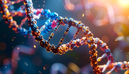a close up of a double strand of dna with a bright background