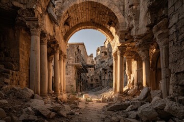 Naklejka premium Sun-drenched ruins of a once-grand archway