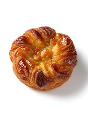 Fototapeta premium Golden glazed pastry with flaky layers and sweet filling, perfect for breakfast or dessert