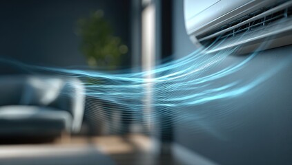 Wall-mounted AC unit blowing cool air