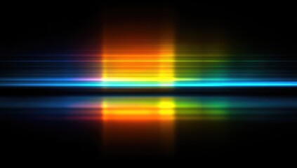 Abstract vibrant light streaks reflected on a dark surface