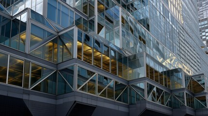 Fototapeta premium Skyscraper with modern architecture featuring glass reflection and design. AI generated.