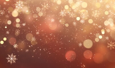 Festive golden christmas background featuring falling snowflakes and a soft bokeh effect, perfect for holiday projects