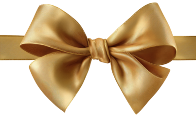 Golden ribbon bow with a wide banner.  A luxurious,  smooth, light gold bow, beautifully detailed, rests on a wide, gold ribbon