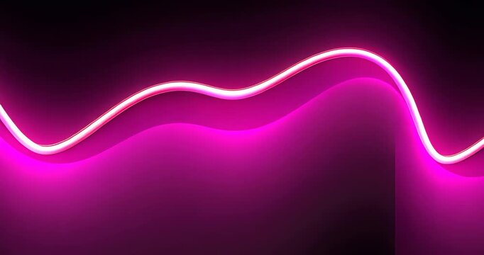 Upon starting, neon pink waveform line rising and dipping in dark space, reflecting magenta glow - Powered by Adobe