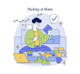 Packing at Home: Preparing with Books and Accessories