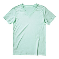 Fototapeta premium Plain Mint V-neck T-shirt mockup, perfect for design presentations, customization, and branding on a transparent background
