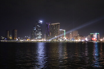 Fototapeta premium phnom penh night time view from the river pretty lights cambodia