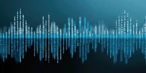 Abstract sound wave graphic.  Dark teal background with light teal/white vertical lines forming a wavy pattern, suggestive of audio waveforms.  Soft focus and blurring give a dynamic, ethereal quality
