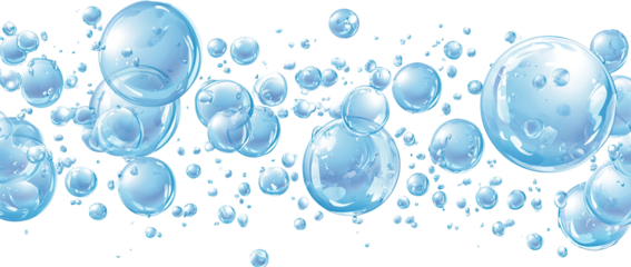 Light blue bubbles on black background