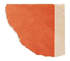Rip corner from old vintage book, orange paper scrap isolated for design