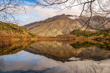 Reflections on  Diamond Lake on the way up Diamand Lake and Rocky mountain walkway Wanaka