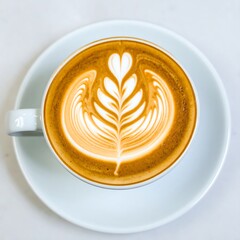 Latte art design on a white cup
