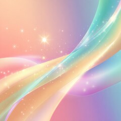 Abstract pastel rainbow flowing lines with glittering particles