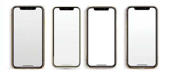 Four smartphone mockups in various colors