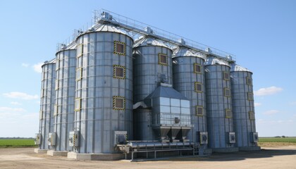 Medium shot of a modular peanut silo system featuring interconnected sections with easy access points illustrating flexible and scalable storage solutions.