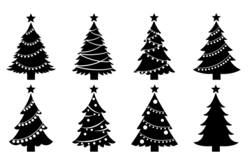 set of christmas trees