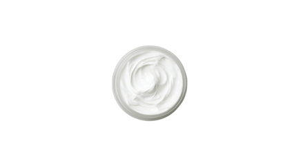 Creamy white cosmetic product in a round bowl